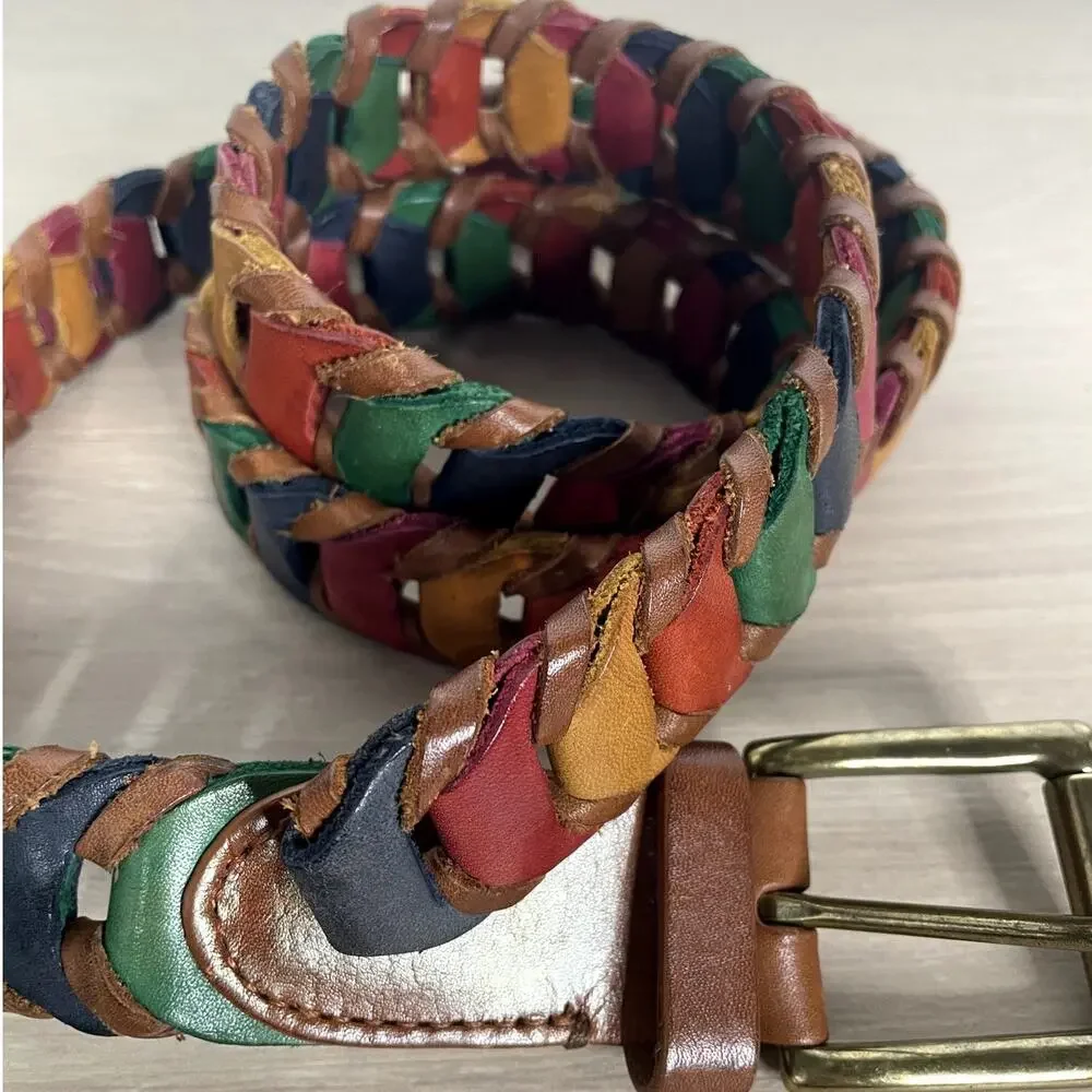 Cole Haan Leather Chain link belt multicolor L/38 unisex